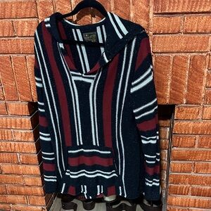 Lucky Brand black and red stripped hooded sweater